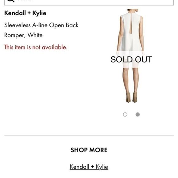 NWT- Kendall + Kylie Sleeveless A-line Open Back Romper,  White size XS - Picture 2 of 9